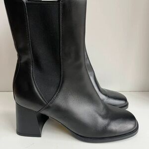 Mango Elegant Black Leather Heeled Boots